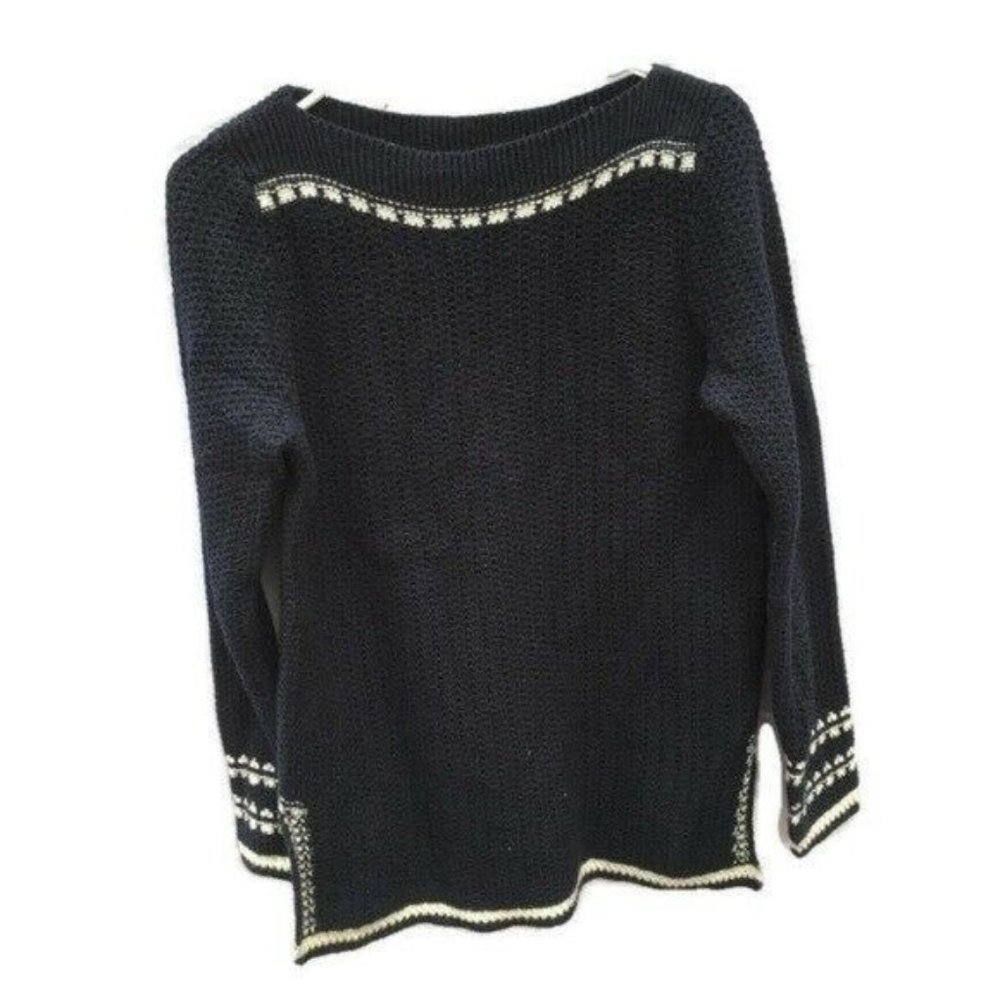 Loft sweater navy white nautical bateau sailor M Ann Taylor